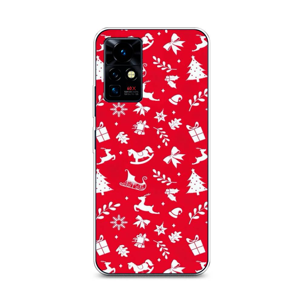 

Чехол на Infinix Zero X Pro "Красный новогодний фон", Красный;белый, 3101150-5