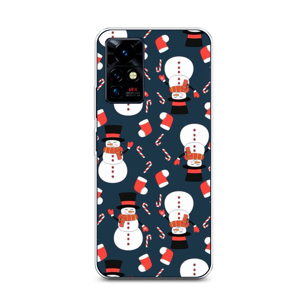 

Чехол на Infinix Zero X Pro "Синие снеговики", Синий;белый;красный, 3101150-5