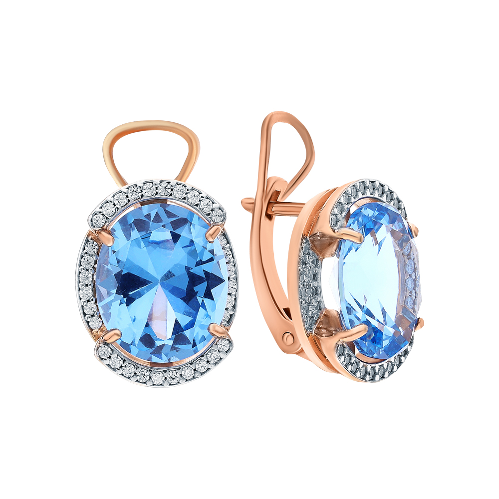

Серьги из серебра с топазом/фианитом Aquamarine 4479692АСТ, 4479692АСТ
