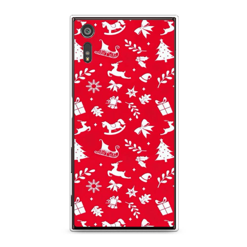 

Чехол для Sony Xperia XZ "Красный новогодний фон", Красный;белый, 51450-5