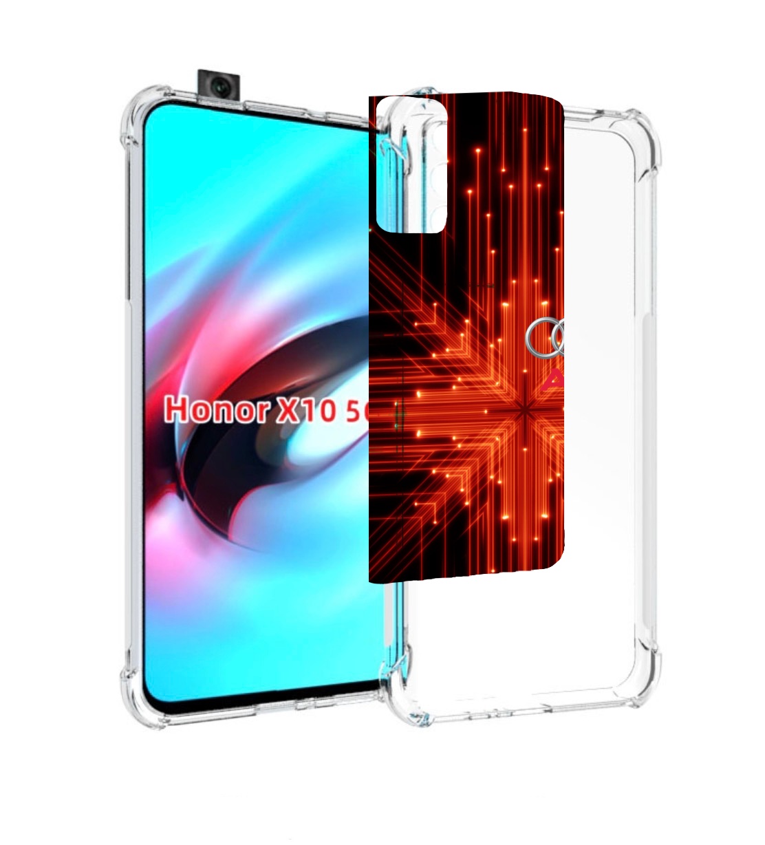 

Чехол MyPads Ауди-на-неоновом-фоне для Honor X10, Прозрачный, Tocco