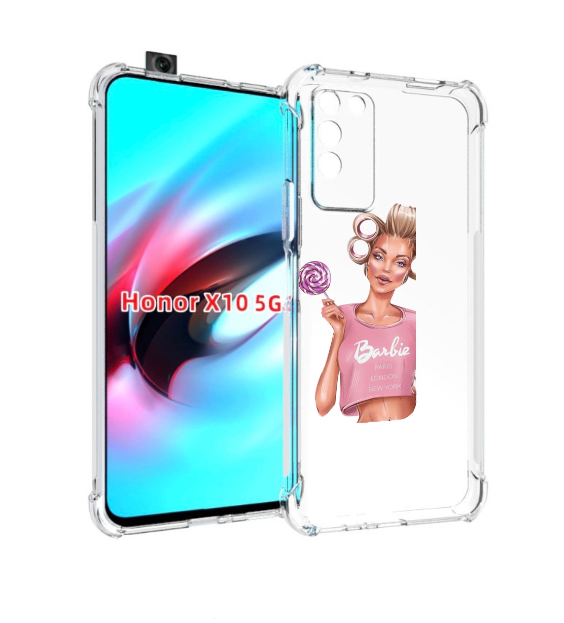 

Чехол MyPads Барби-с-собачкой женский для Honor X10, Прозрачный, Tocco