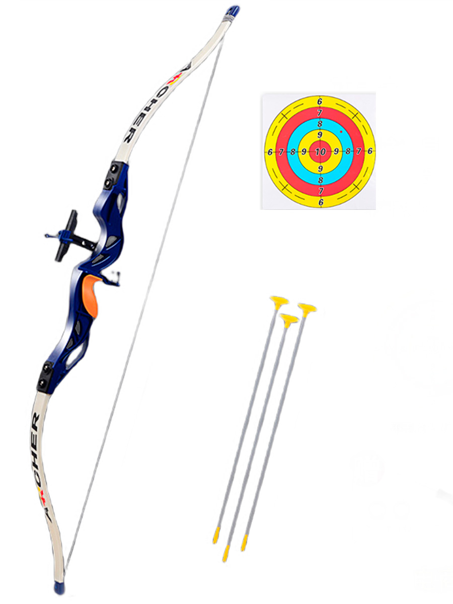Игрушечный лук для стрельбы StarFriend, синий, 3 стрелы с присосками, мишень игровой набор лук игрушечный со стрелами archery лук игрушечный стрелы с присосками 55см