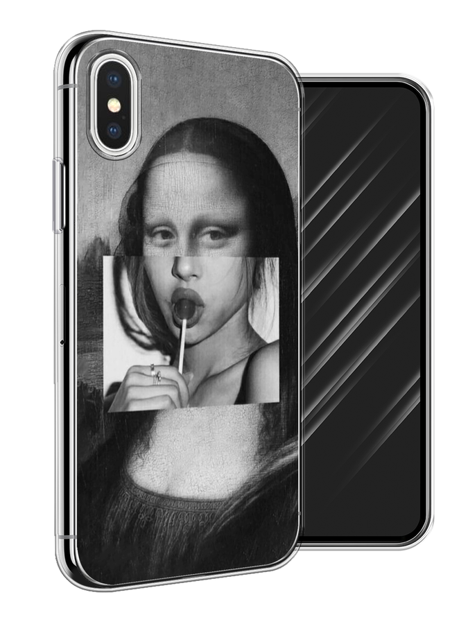 

Чехол Awog на Apple iPhone XS (10S) / Айфон XS (10S) "Mona Lisa sucking lollipop", Разноцветный, 11850-9