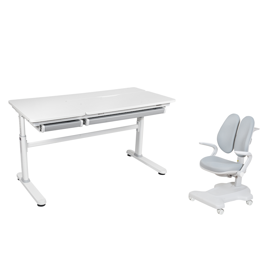 

Растущая парта и кресло с подлокотниками, Cubby. Iris и Estate grey., Iris