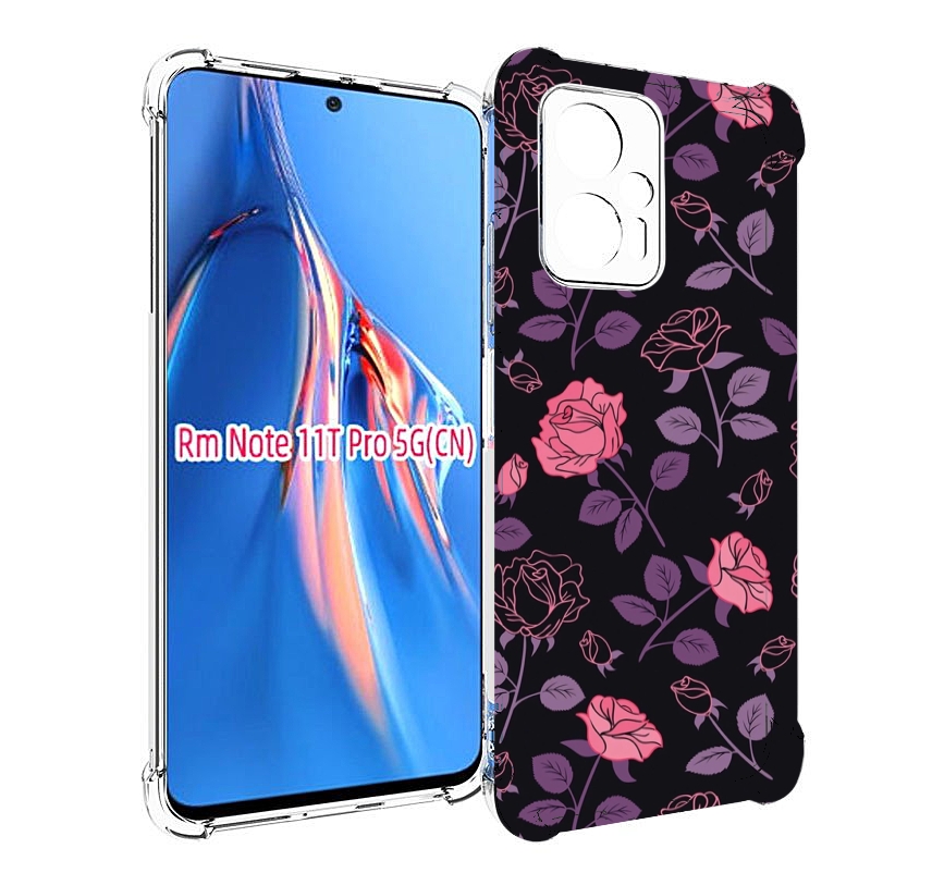 

Чехол MyPads маленькие розочки на черном фоне женский для Xiaomi Redmi Note 11T Pro / 1..., Прозрачный, Tocco