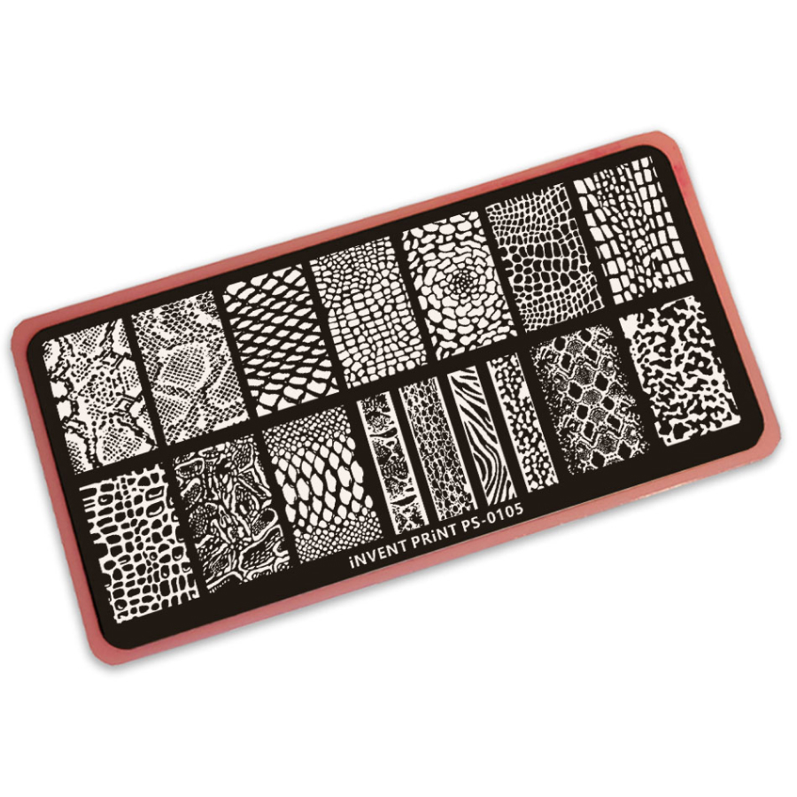

Пластина для стемпинга Invent Print Змеиная шкура змеи PS-105, Серый