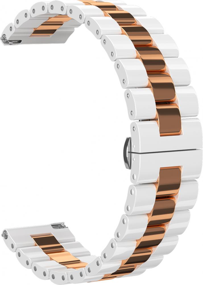 

Ремешок керамический GSMIN Bias 22 для Huawei Watch GT 2 Pro (Белый-розовое золото)