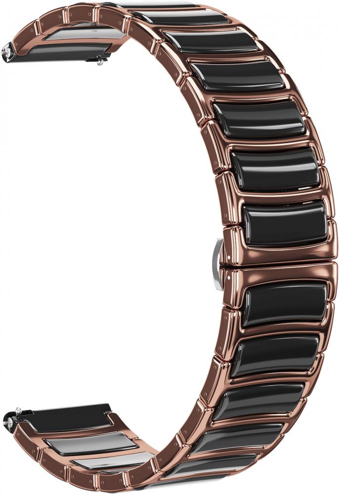 

Ремешок керамический GSMIN Camo 22 для Huawei Watch GT 2e (Розовое золото - черный)