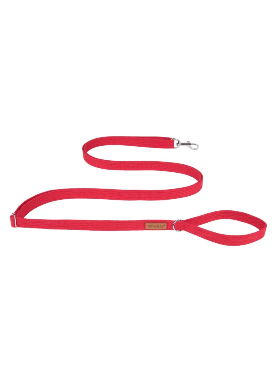 Поводок для собак регулируемый AmiPlay Easy Fix Cotton S 160-300/1,5 см, красный