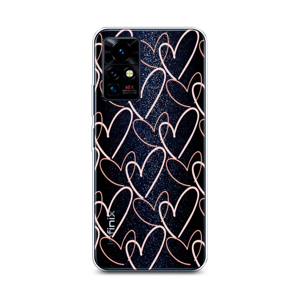 

Чехол на Infinix Zero X Pro "Узор из сердечек", Розовый;бежевый, 3101150-6
