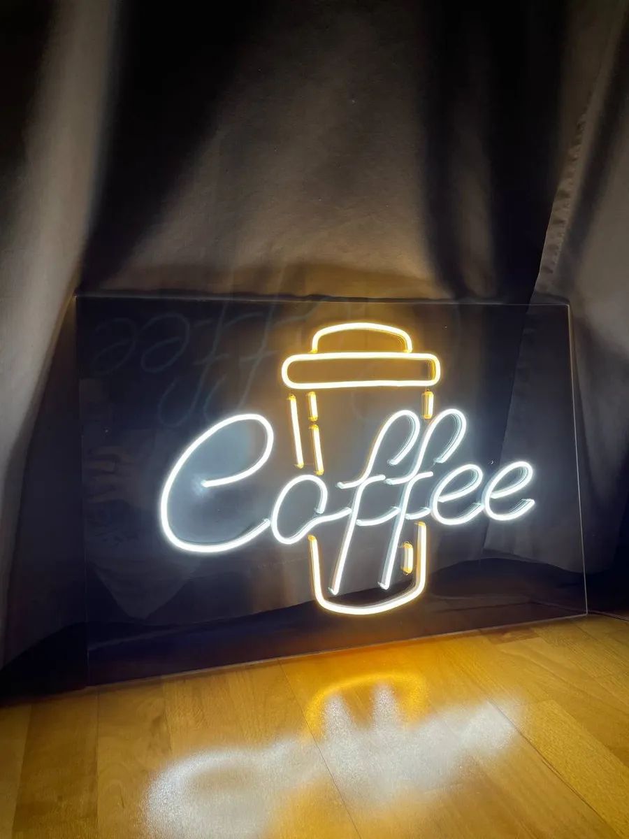 Светодиодный неоновый светильник PJ Neon Coffee стаканчик 62х40 см, белый теплый