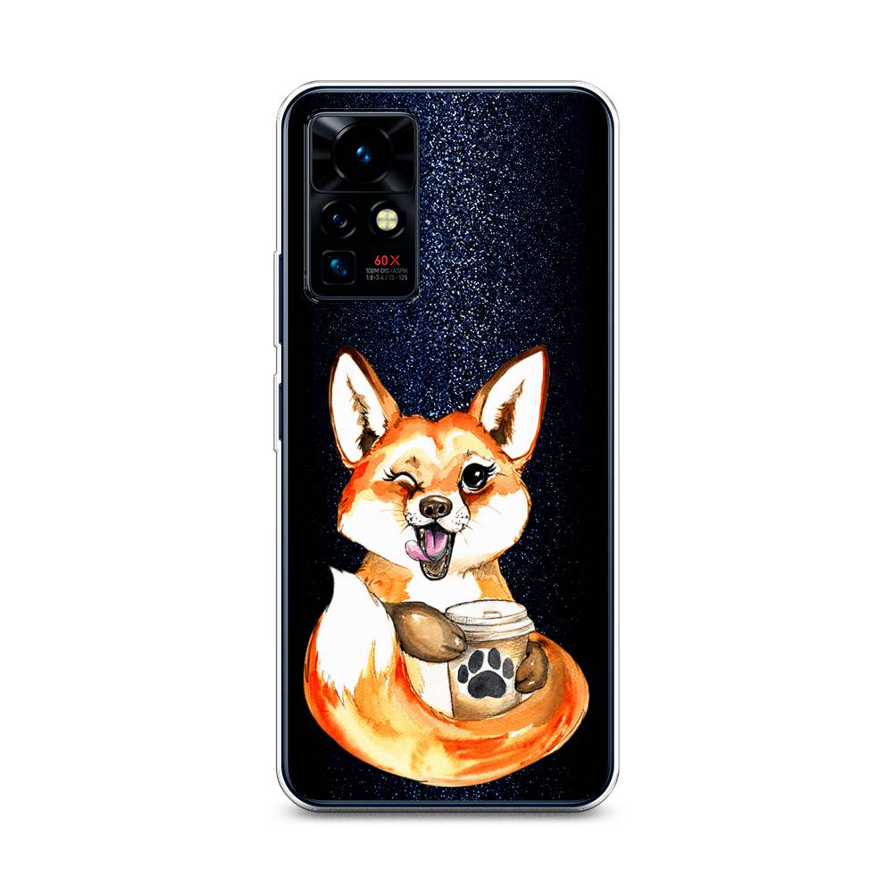 

Чехол на Infinix Zero X Pro "Подмигивающая лиса с кофе", Оранжевый;белый;коричневый, 3101150-4