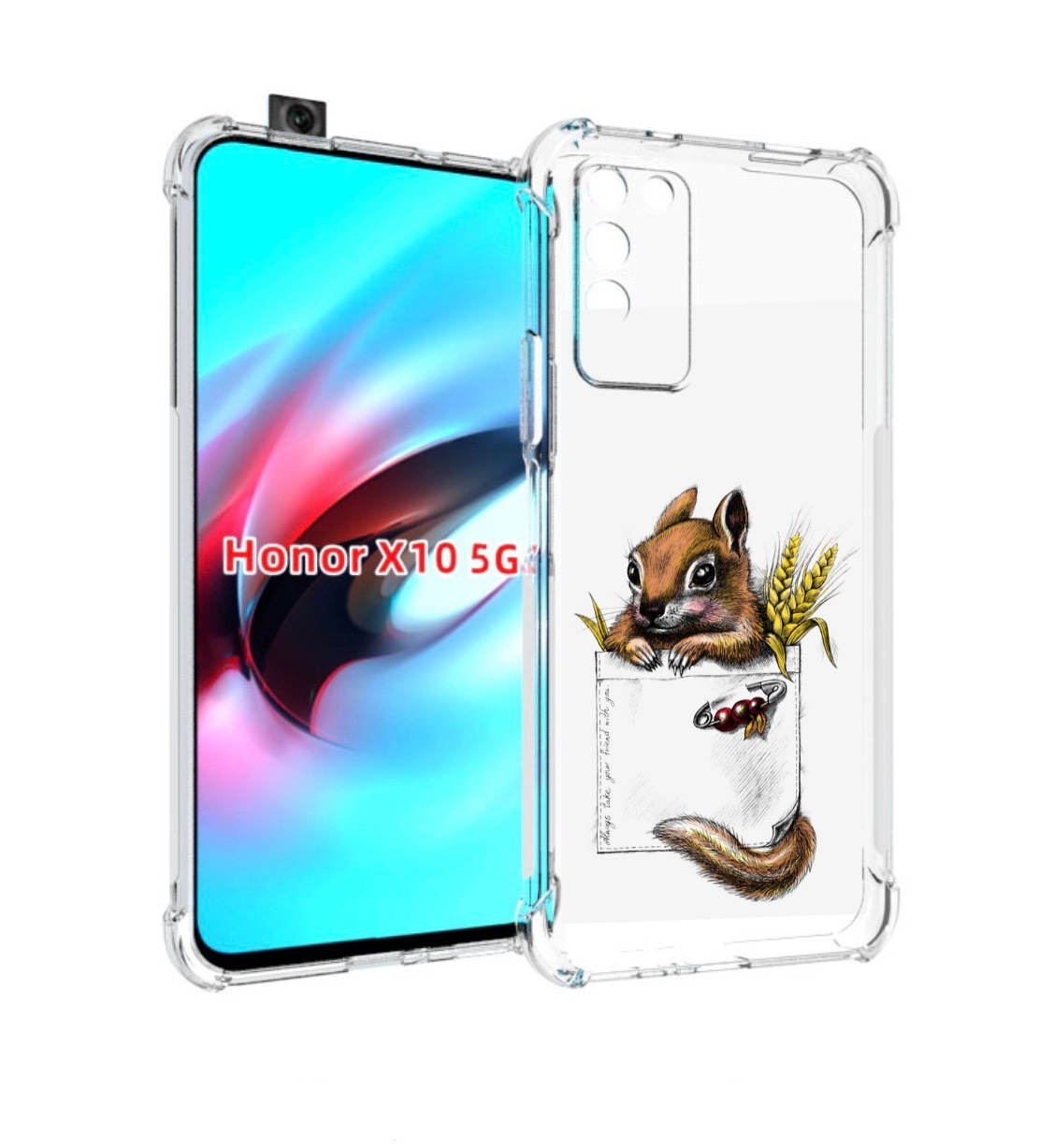 

Чехол MyPads Белочка для Honor X10, Прозрачный, Tocco