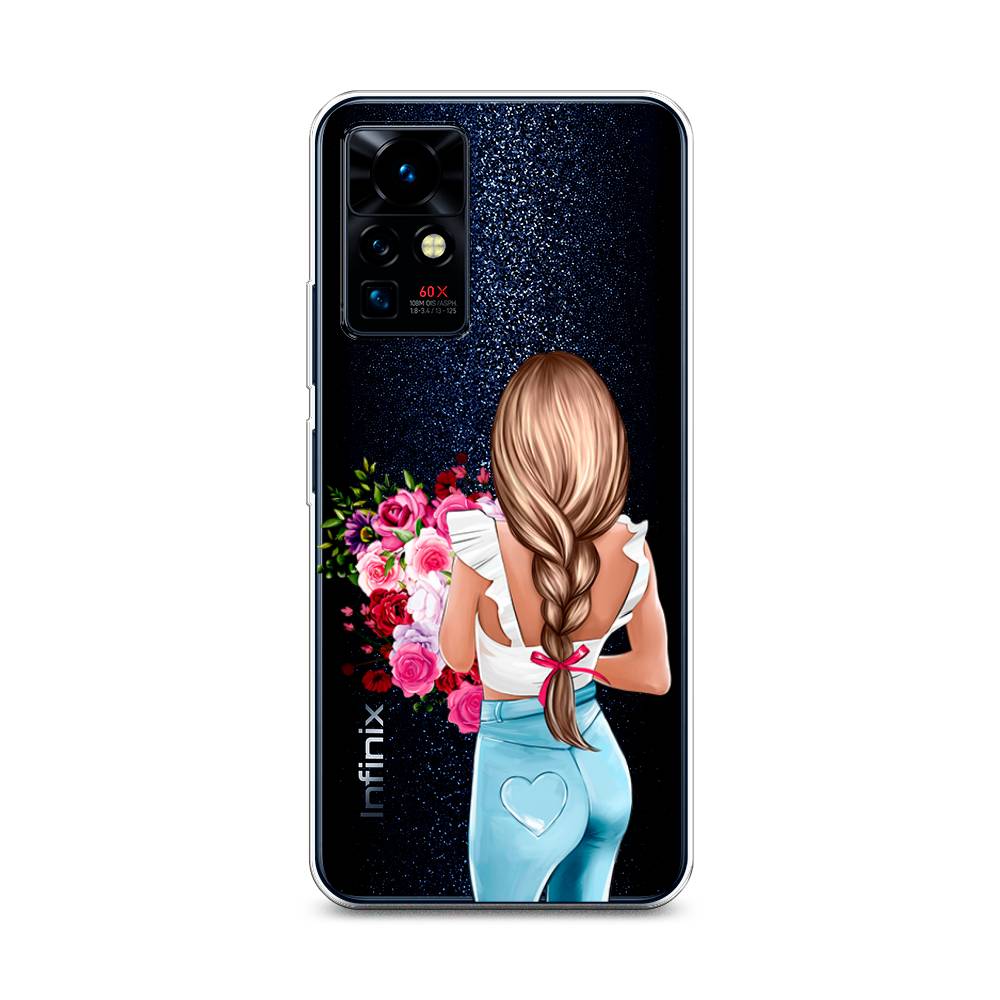 

Чехол на Infinix Zero X Pro "Девушка с цветами", Коричневый;розовый;голубой, 3101150-6
