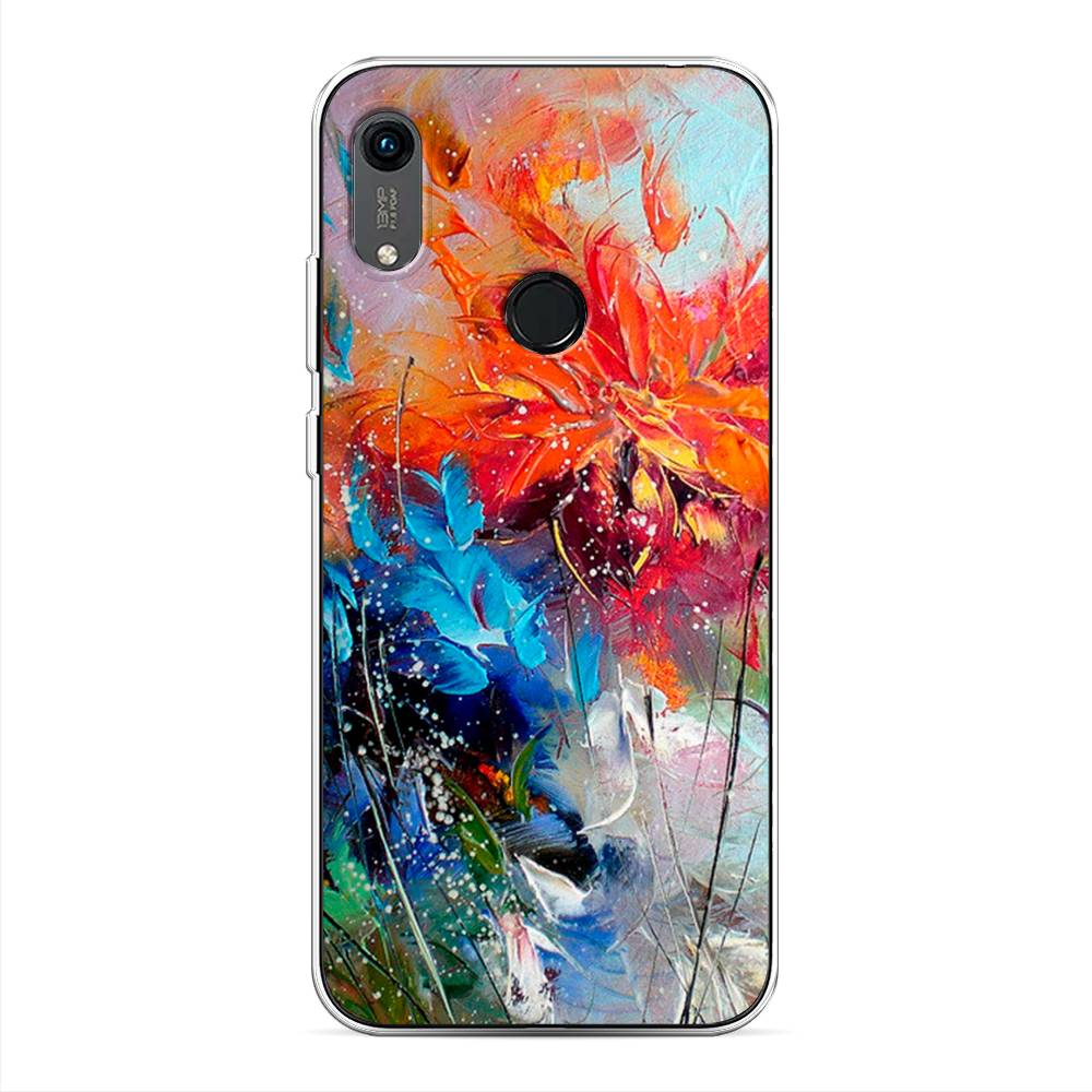 

Чехол на Huawei Y6 2019/Honor 8a/8a Pro/Y6s "Абстрактные цветы", Оранжевый;синий, 68750-4