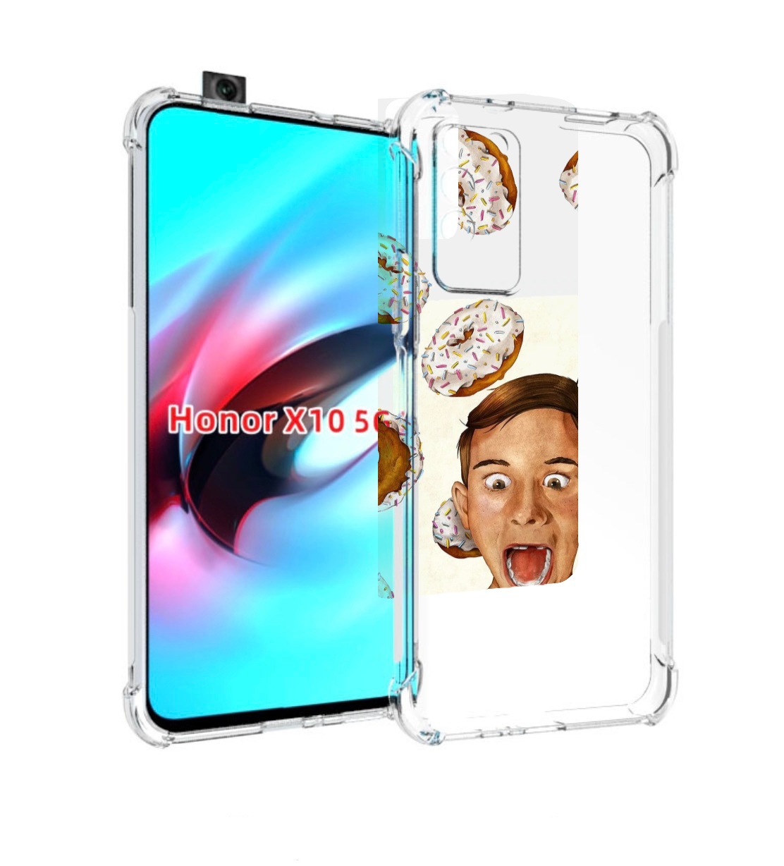 

Чехол MyPads Бешенные-пончики для Honor X10, Прозрачный, Tocco