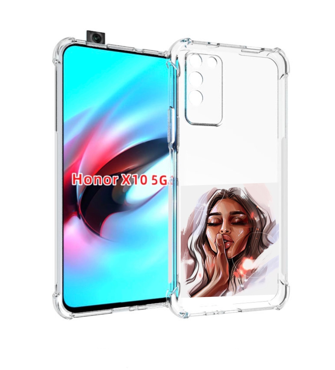 

Чехол MyPads Большие-губы женский для Honor X10, Прозрачный, Tocco