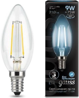 фото Лампа gauss filament свеча e 14 9w 4100 k 103801209
