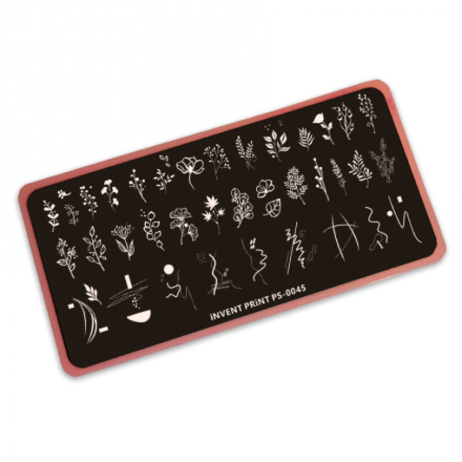 

Пластина для стемпинга Invent Print Цветы Веточки Листья PS-45, Разноцветный