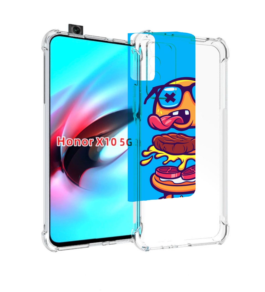 

Чехол MyPads Бургер с очками для Honor X10, Прозрачный, Tocco