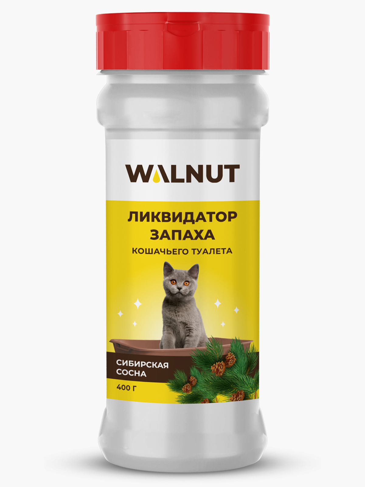 Ликвидатор запаха для кошачьего туалета Walnut сибирская сосна, 400 г