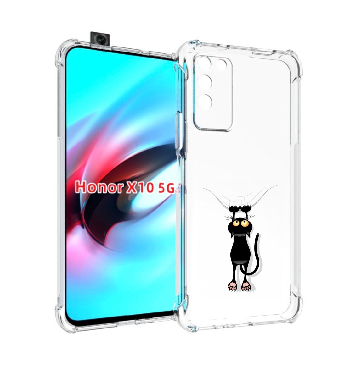 

Чехол MyPads Висячий-кот для Honor X10, Прозрачный, Tocco