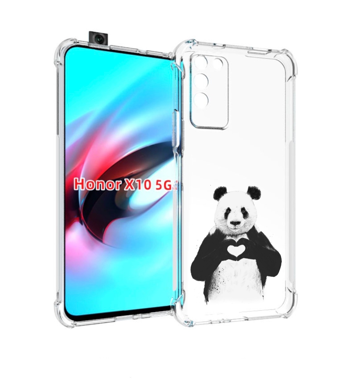 

Чехол MyPads Влюбленная панда для Honor X10, Прозрачный, Tocco
