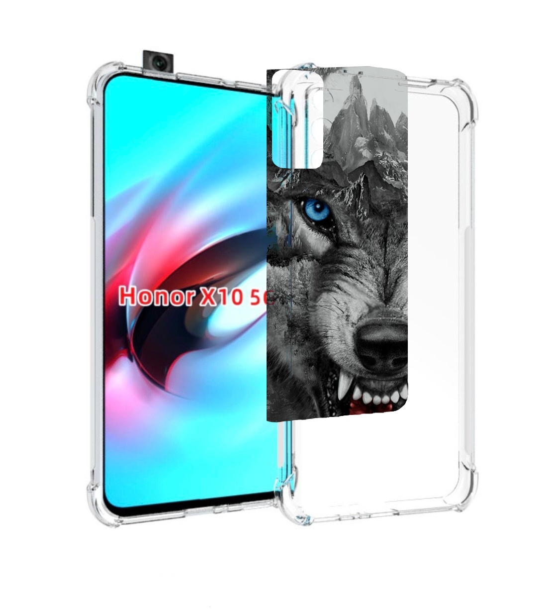

Чехол MyPads Волк-частица мужской для Honor X10, Прозрачный, Tocco