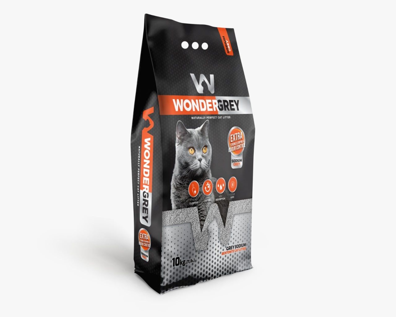 Комкующийся наполнитель Wonder GREY NATURAL бентонитовый, 10 кг