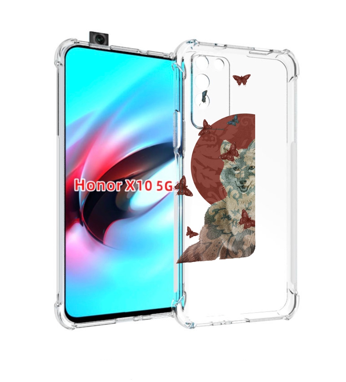 

Чехол MyPads Волчица с бабочками для Honor X10, Прозрачный, Tocco