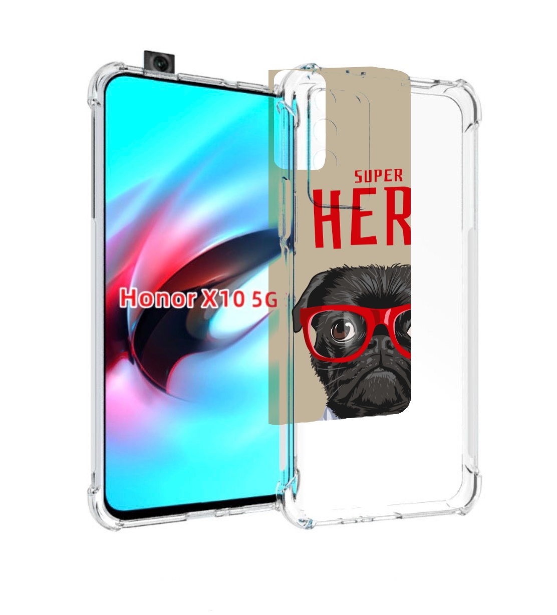 

Чехол MyPads Герой-PUG для Honor X10, Прозрачный, Tocco