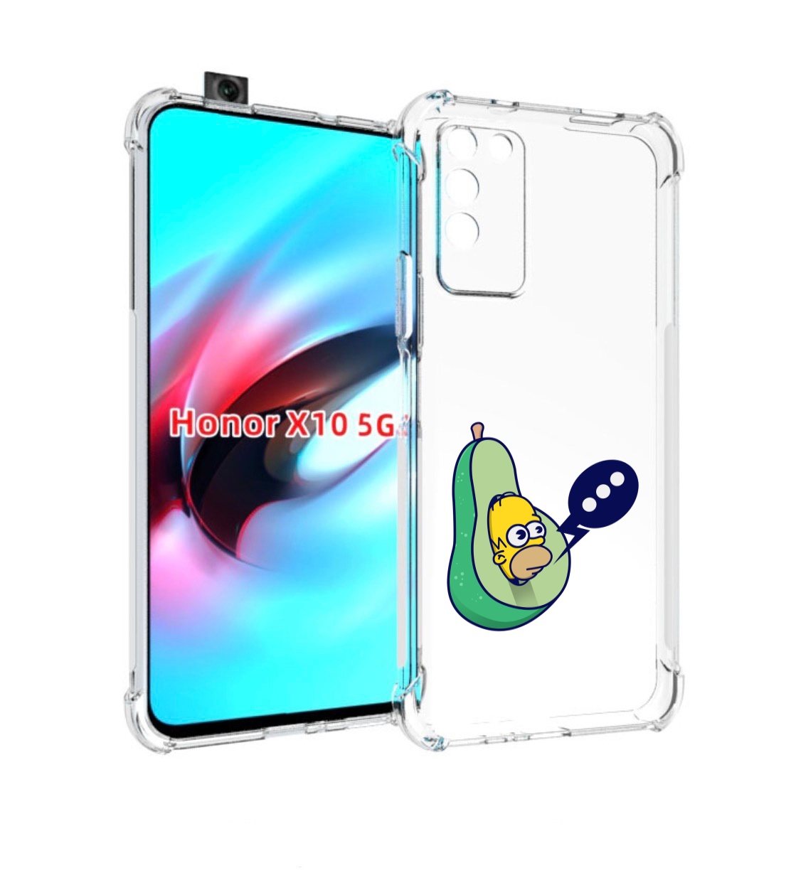 

Чехол MyPads Гомер-авокадо для Honor X10, Прозрачный, Tocco