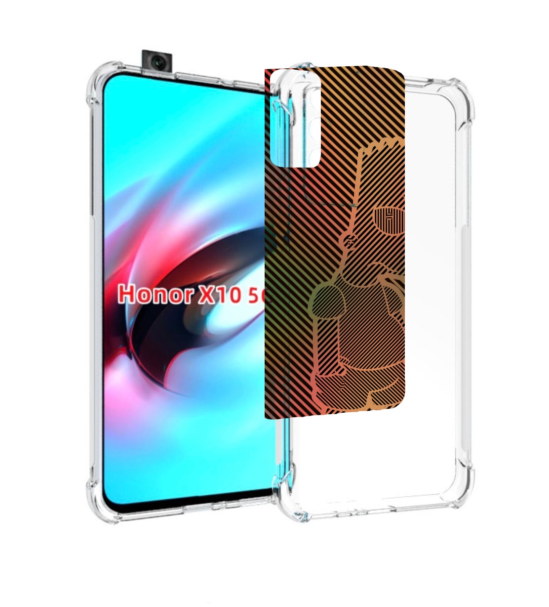 

Чехол MyPads Графический-Барт-Симпсон для Honor X10, Прозрачный, Tocco