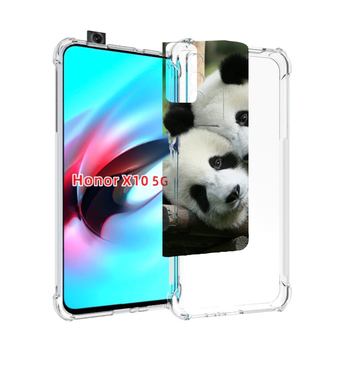 

Чехол MyPads Две-панды для Honor X10, Прозрачный, Tocco