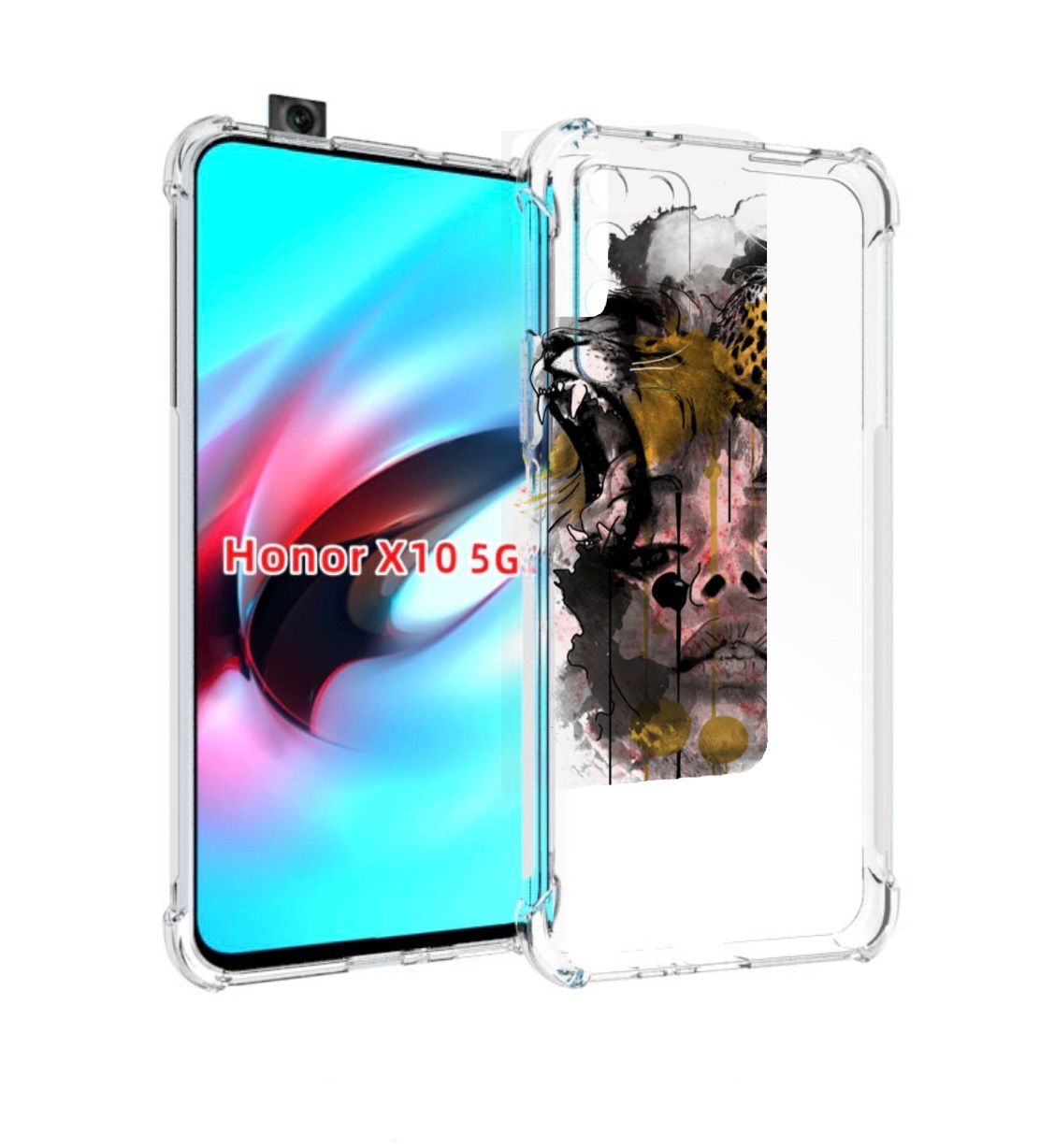 

Чехол MyPads Девушка гепард женский для Honor X10, Прозрачный, Tocco