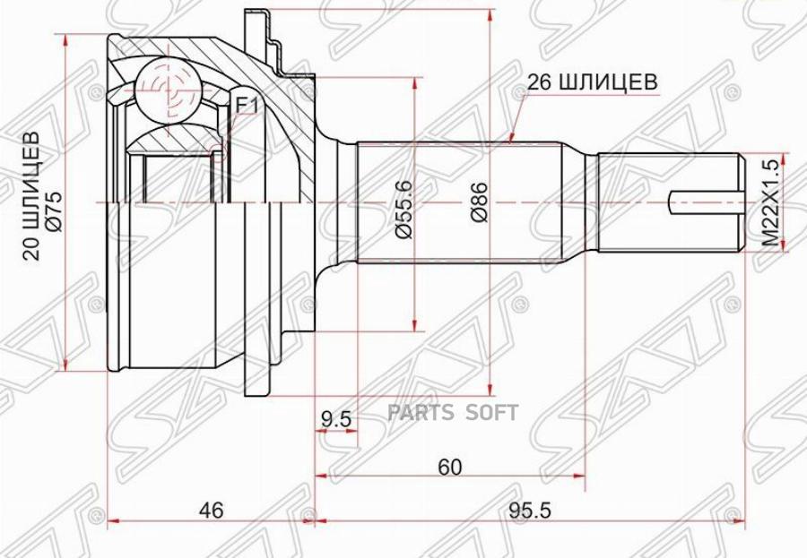 

Шрус Наружный Toyota Vitz/Yaris 1krfe Ksp90/05- Sat арт. TO-88