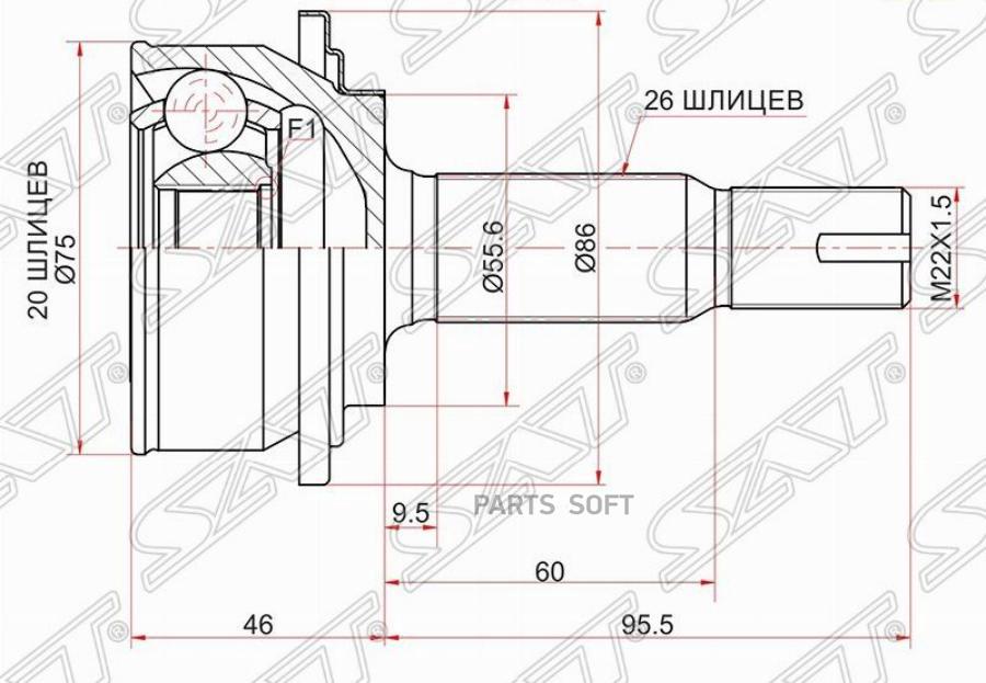 Шрус Наружный Toyota Vitz/Yaris 1krfe Ksp90/05- Sat арт. TO-88