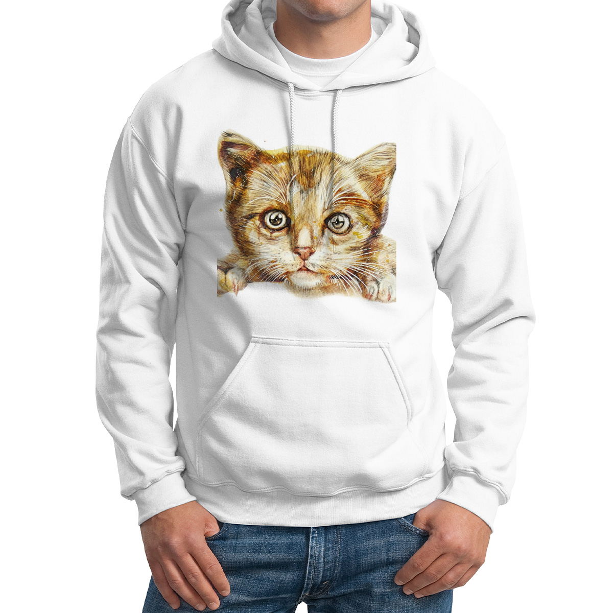 

Худи унисекс CoolPodarok Кот взгляд белое 62 RU, 2M015715