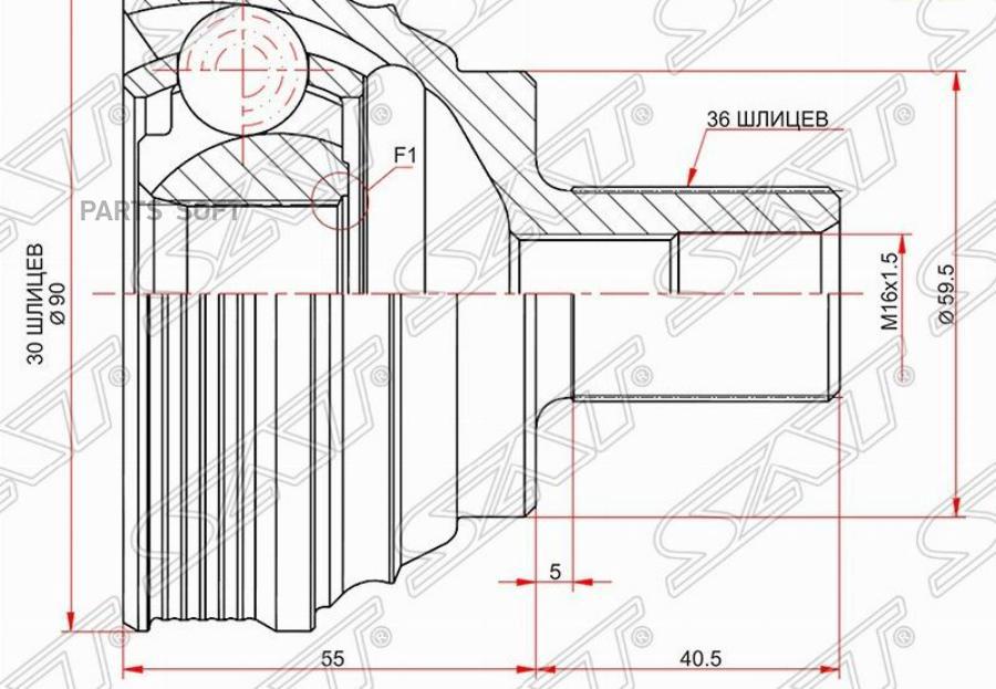 

Sat Vw-206 Шрус Наружный Skoda Octavia 04-12/Volkswagen Caddy 04-10/Golg V+ 05-08/Jetta 05