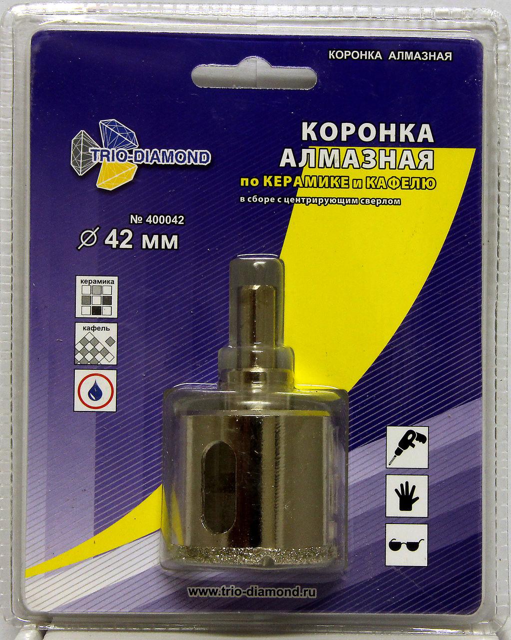 Коронка алмазная TRIO DIAMOND Ф42х30мм цилиндрический (400042)