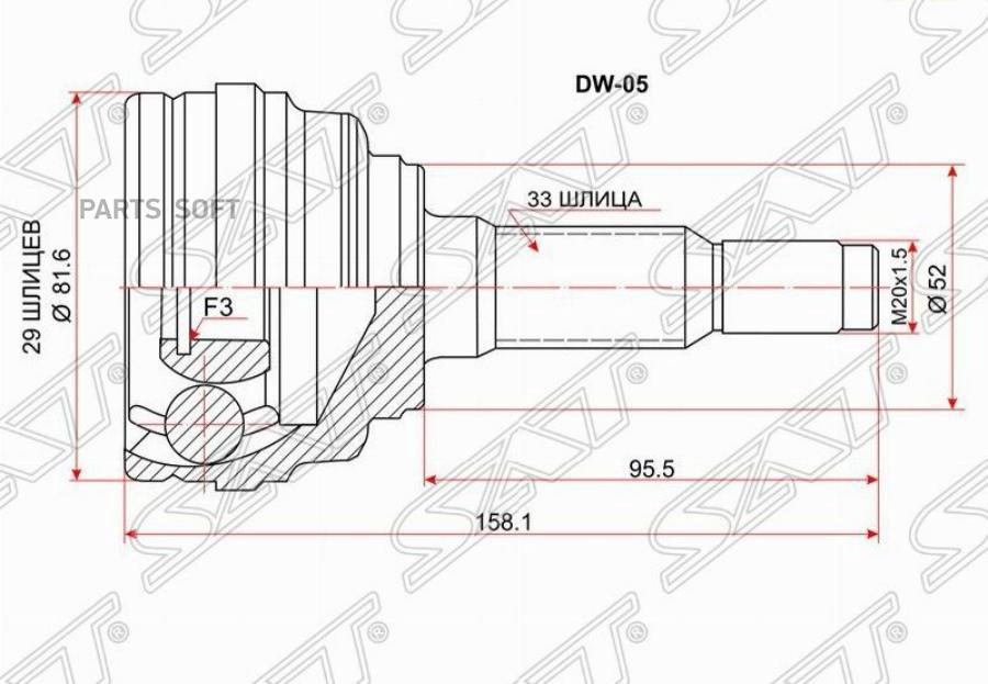 

SAT Шрус наружный DAEWOO NEXIA 09- 16клапанов
