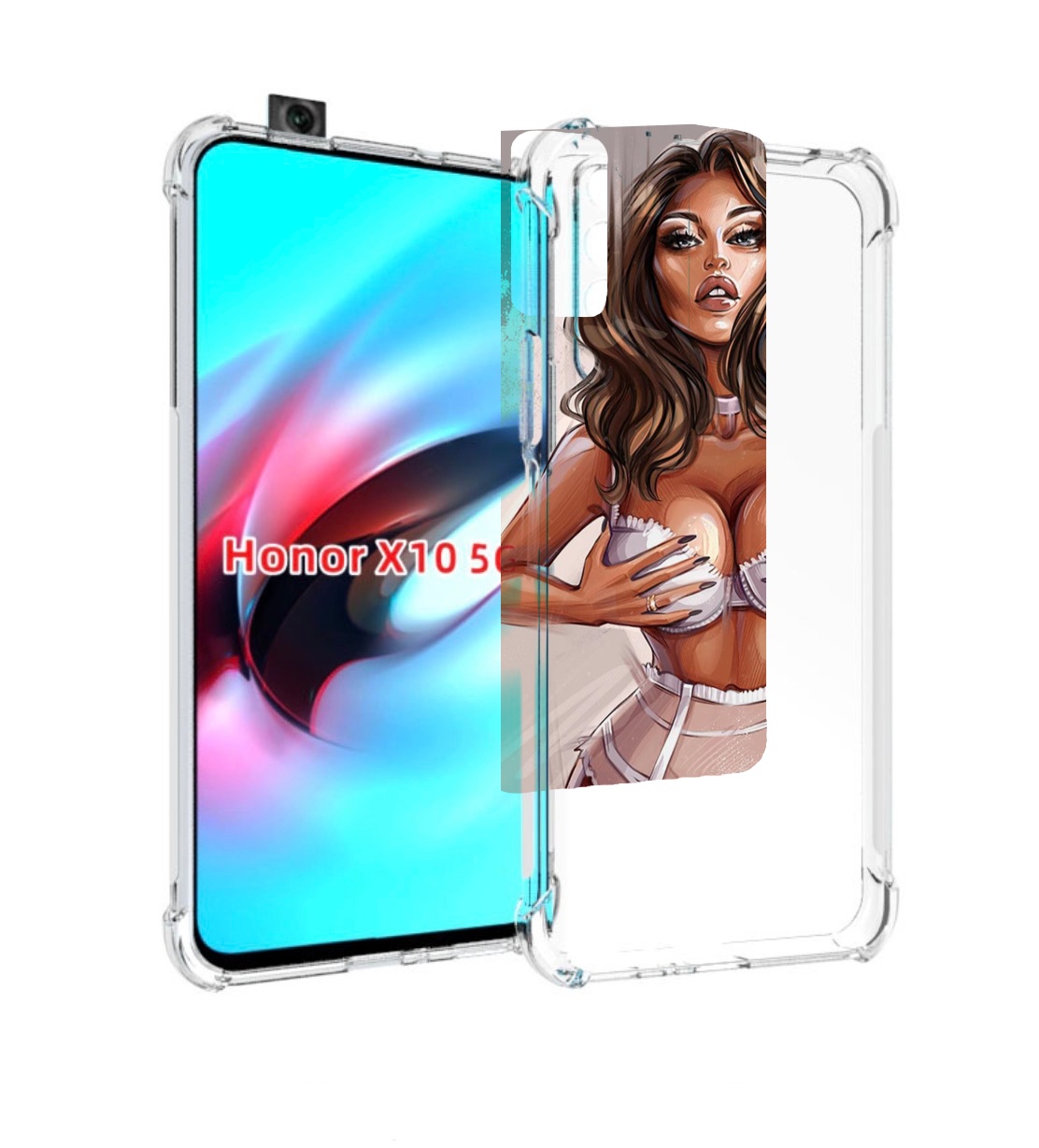 

Чехол MyPads Девушка-в-кружевном для Honor X10, Прозрачный, Tocco