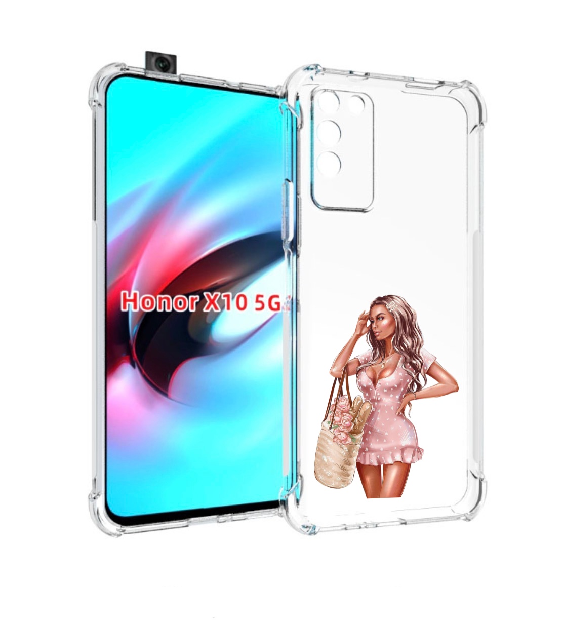 

Чехол MyPads Девушка-в-мини-платье женский для Honor X10, Прозрачный, Tocco