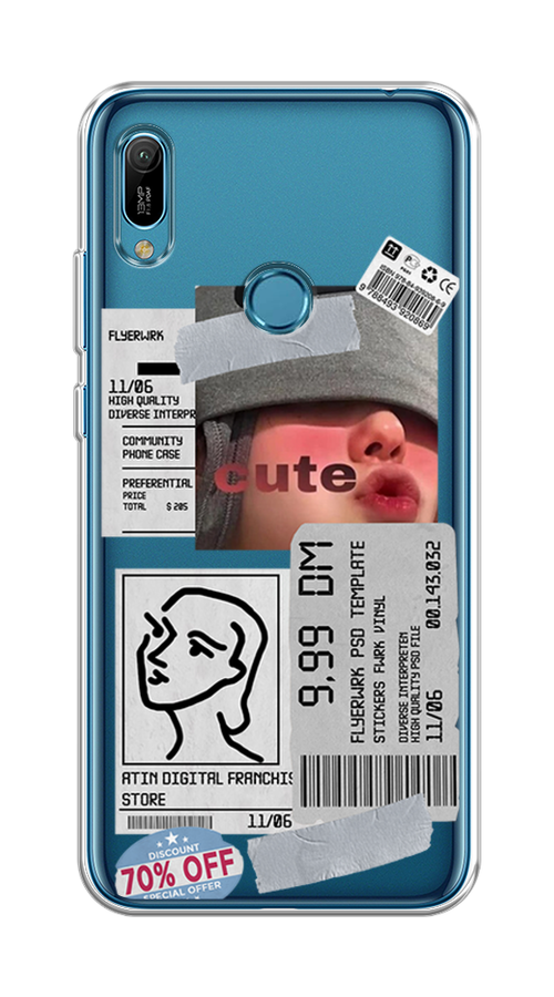 

Чехол на Huawei Y6 2019/Honor 8a/8a Pro/Y6s "Cute girl collage", Розовый;серый;голубой, 68750-6