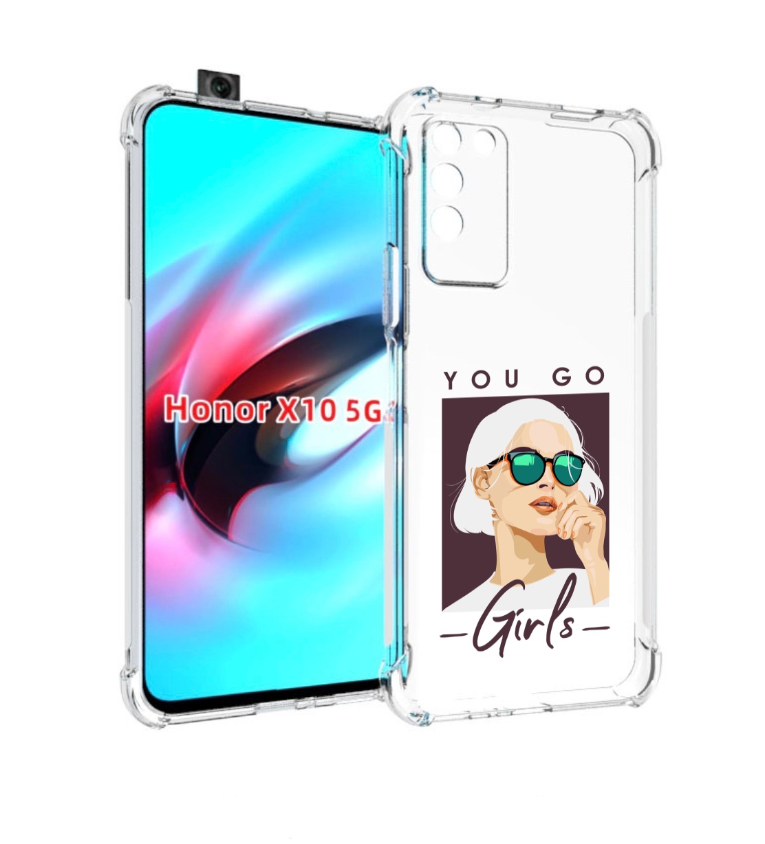 Чехол MyPads Девушка-в-очках-с-белыми-волосами женский для Honor X10