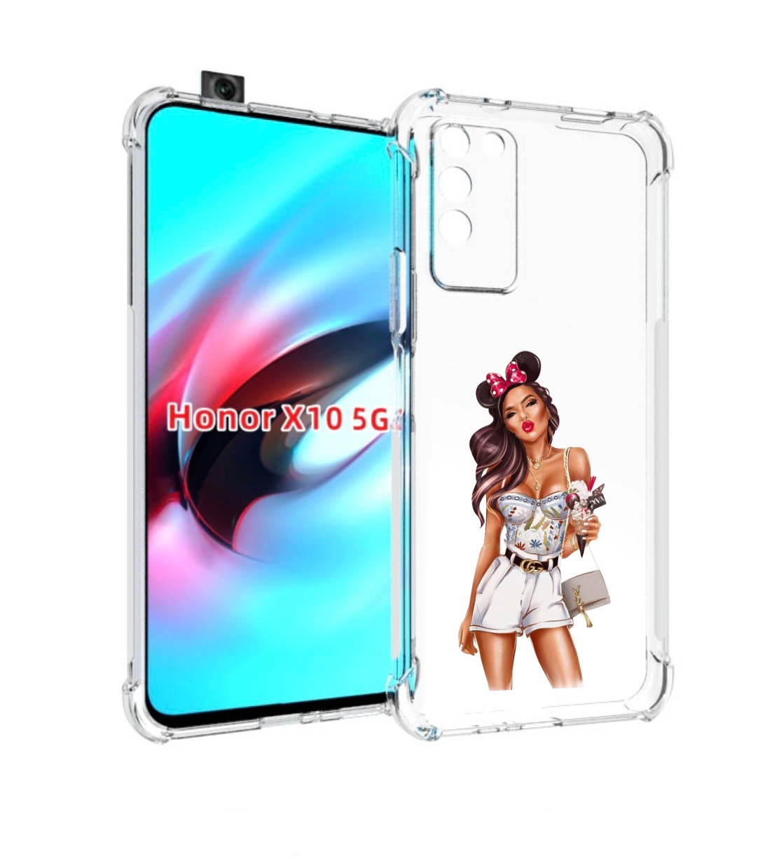 

Чехол MyPads Девушка-микки для Honor X10, Прозрачный, Tocco