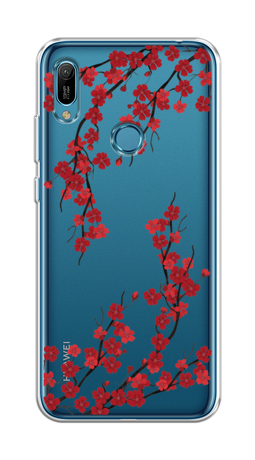 

Чехол на Huawei Y6 2019/Honor 8a/8a Pro/Y6s "Красная сакура", Красный;черный, 68750-2