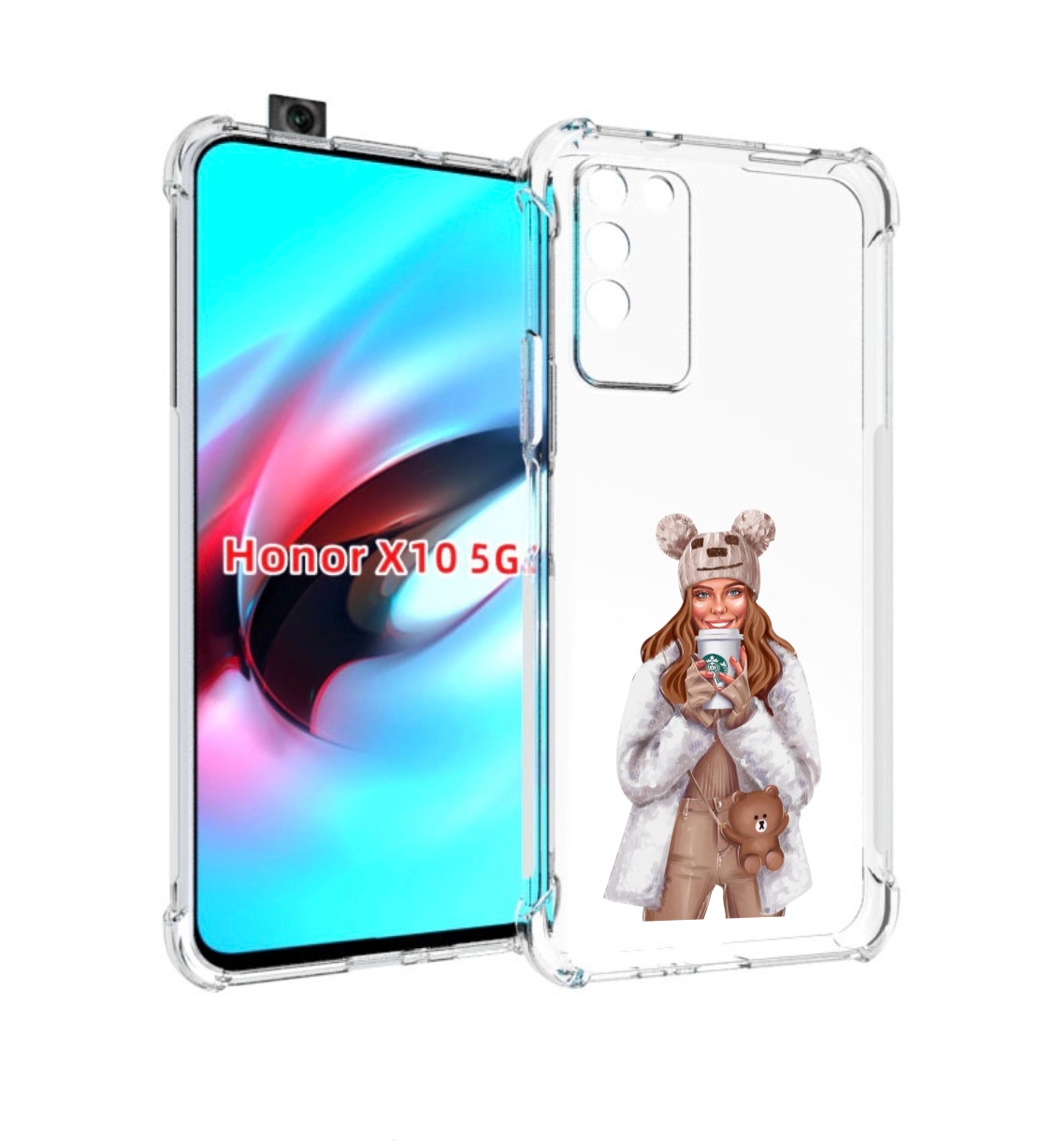 Чехол MyPads Девушка-с-кофе-старбакс женский для Honor X10