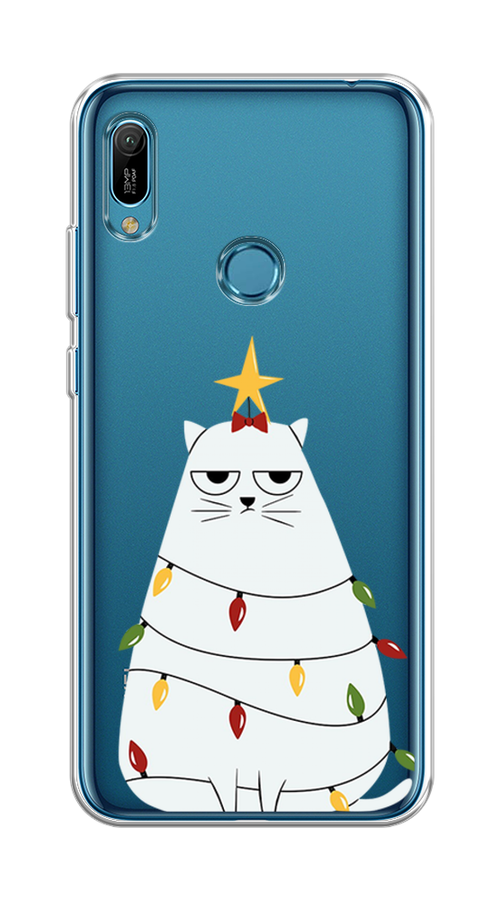 

Чехол на Huawei Y6 2019/Honor 8a/8a Pro/Y6s "Котик в гирлянде", Белый;красный;желтый, 68750-1